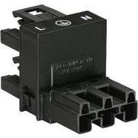 Mains H distributor Mains plug - Mains socket, Mains socket Total number of pins: 2 + PE Black WAGO 1 pc(s)