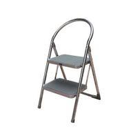 mac allister 2 tread chromed steel plastic step stool