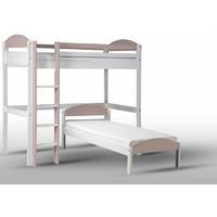 Maximus L Shape Whitewash Long High Sleeper with Pink