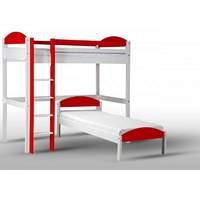 Maximus L Shape Whitewash Long High Sleeper with Red