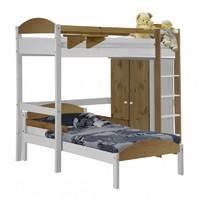 Maximus L Shape Whitewash Long High Sleeper Set 1 with Antique