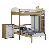 maximus l shape antique long high sleeper set 2 with white