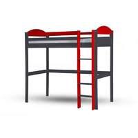 maximus long graphite high sleeper bed with red