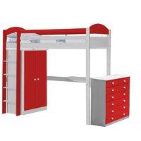 Maximus Long Whitewash High Sleeper Set 2 with Red