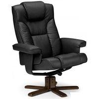 Malmo Black Swivel Recliner Armchair and Footstool