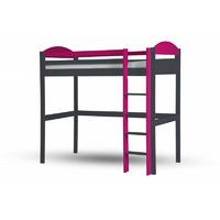 Maximus Long Graphite High Sleeper Bed with Fuschia