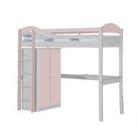 Maximus Long Whitewash High Sleeper Set 1 with Pink