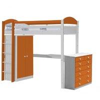 Maximus Long Whitewash High Sleeper Set 2 with Orange