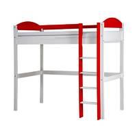 Maximus Long Whitewash High Sleeper Bed with Red