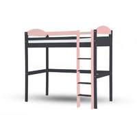 maximus long graphite high sleeper bed with pink