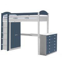 maximus long whitewash high sleeper set 2 with blue