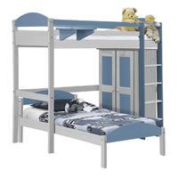 Maximus L Shape Whitewash Long High Sleeper Set 1 with Baby Blue