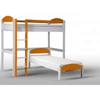 Maximus L Shape Whitewash Long High Sleeper with Orange