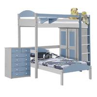 Maximus L Shape Whitewash Long High Sleeper Set 2 with Baby Blue