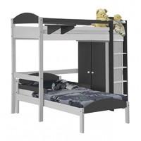 Maximus L Shape Whitewash Long High Sleeper Set 1 with Graphite