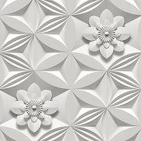 Marcel Wanders Wall Flower Decorative Wallpaper White & Grey