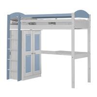 Maximus Long Whitewash High Sleeper Set 1 with Baby Blue