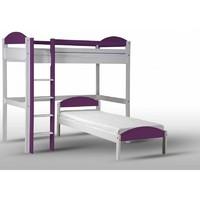 Maximus L Shape Whitewash Long High Sleeper with Lilac