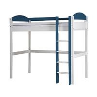 maximus long whitewash high sleeper bed with blue