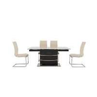 Malibu Black Table and 4 Lacquer Dining Chairs