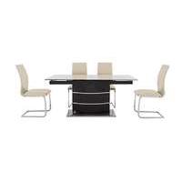 Malibu Black Table and 4 Dining Chairs