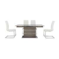 Malibu Taupe Table and 4 Lacquer Dining Chairs