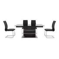 Malibu Black Table and 4 Dining Chairs