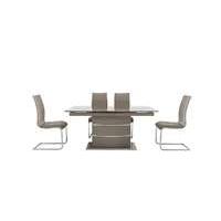 Malibu Taupe Table and 4 Lacquer Dining Chairs