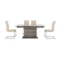 Malibu Taupe Table and 4 Lacquer Dining Chairs