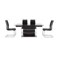 Malibu Black Table and 4 Lacquer Dining Chairs