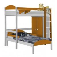 Maximus L Shape Whitewash Long High Sleeper Set 1 with Orange