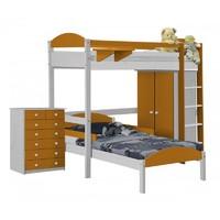 Maximus L Shape Whitewash Long High Sleeper Set 2 with Orange