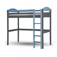 maximus long graphite high sleeper bed with baby blue