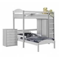 Maximus L Shape Whitewash Long High Sleeper Set 2 with White