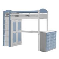 Maximus Long Whitewash High Sleeper Set 2 with Baby Blue