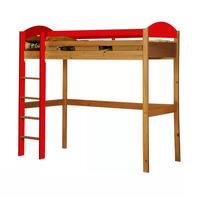 maximus long antique high sleeper bed with red