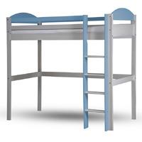 maximus long whitewash high sleeper bed with baby blue