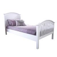 Madrid White High End Wooden Bed Single