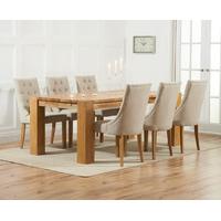 Madeira 300cm Solid Oak Dining Table with Prague Fabric Chairs