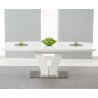 malaga 180cm white high gloss extending dining table