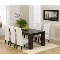 Madeira 200cm Dark Solid Oak Dining Table with Dakota Chairs
