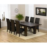 madeira 200cm dark solid oak extending dining table with dakota chairs