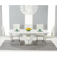 Malaga 180cm White High Gloss Extending Dining Table with Malaga Chairs