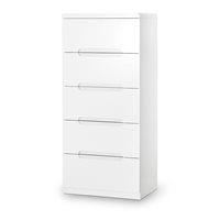 MANHATTAN 5 DRAWER NARROW CHEST in White