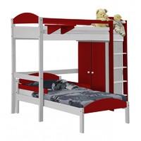 Maximus L Shape Whitewash Long High Sleeper Set 1 with Red