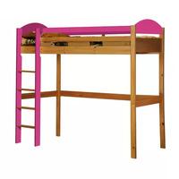 maximus long antique high sleeper bed with fuschia