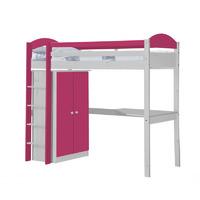 Maximus Long Whitewash High Sleeper Set 1 with Fuschia