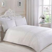Mae Pintuck & Embroidery Detail White Double Bed Set
