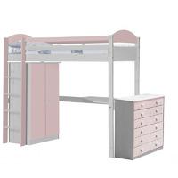 Maximus Long Whitewash High Sleeper Set 2 with Pink