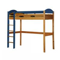 Maximus Long Antique High Sleeper Bed with Blue